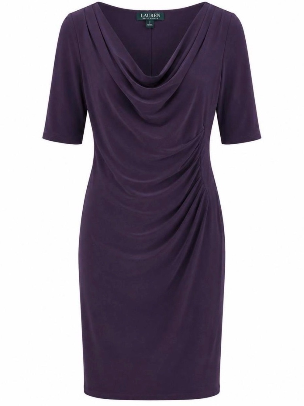 Ralph Lauren Deep Plum Draped Midi Dress